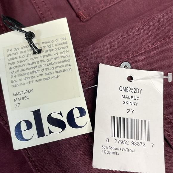 NWT else Malbec Wine Burgundy Skinny Denim Jeans 27 - Picture 7 of 16